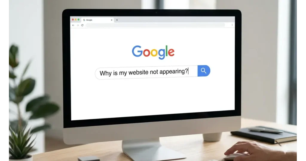 Google search query for why website is not appearing